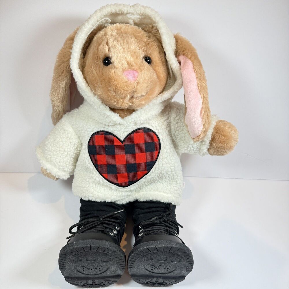 Build a Bear Easter Bunny Rabbit 15" Plush Brown w/Tartan Heart shoe pant SOUND